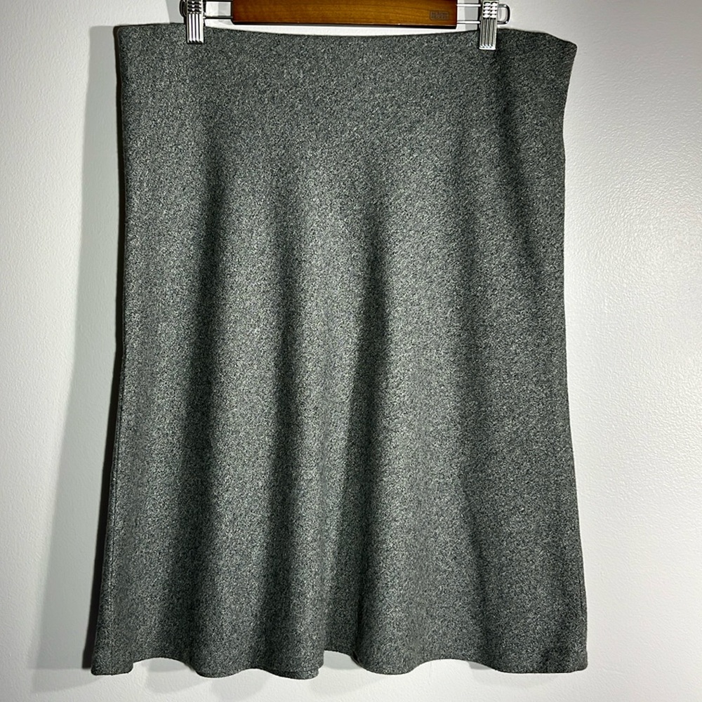 Ann Taylor LOFT Gray Tweed 100% Cotton Midi Flare Skirt Size L